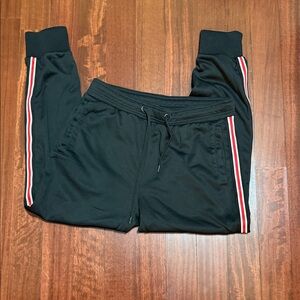 American Eagle Outfitters Black Kids Joggers with Red and White Stripes